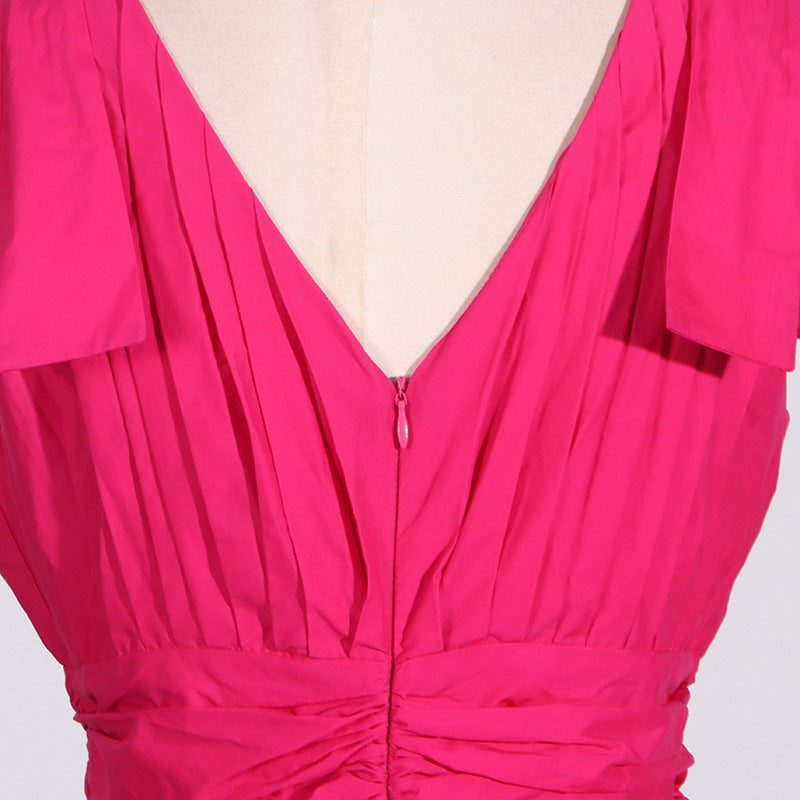 Flowering Girl Women Plunge V Ruffle Tiered Slit Gown In Pink