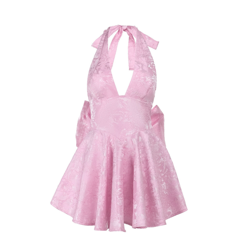 Deep V-neck Short Floral Homecoming Dress