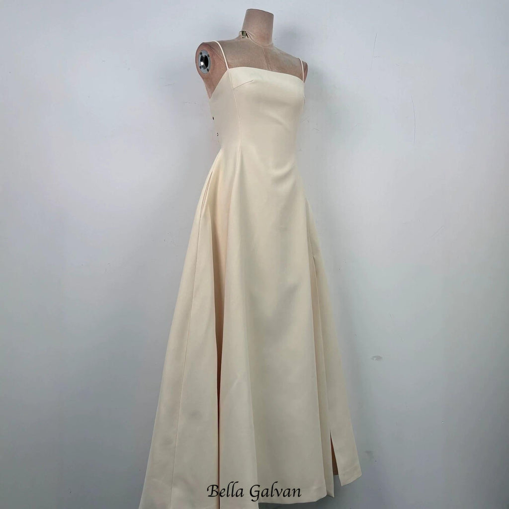 Flowering Girl Women Tulle splicing bow sleeveless maxi dress - ivory