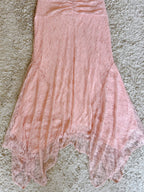 Bow Strap Ruched Lace Mermaid Midi Dress