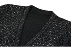 Flowering Girl Women sequin knit v-neck cardigan in black