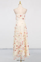Off-Shoulder Embroidered Maxi Dress in apricot
