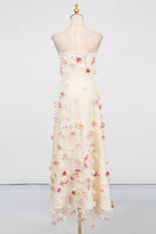 Flowering Girl Women Off-Shoulder Embroidered Maxi Dress In Apricot