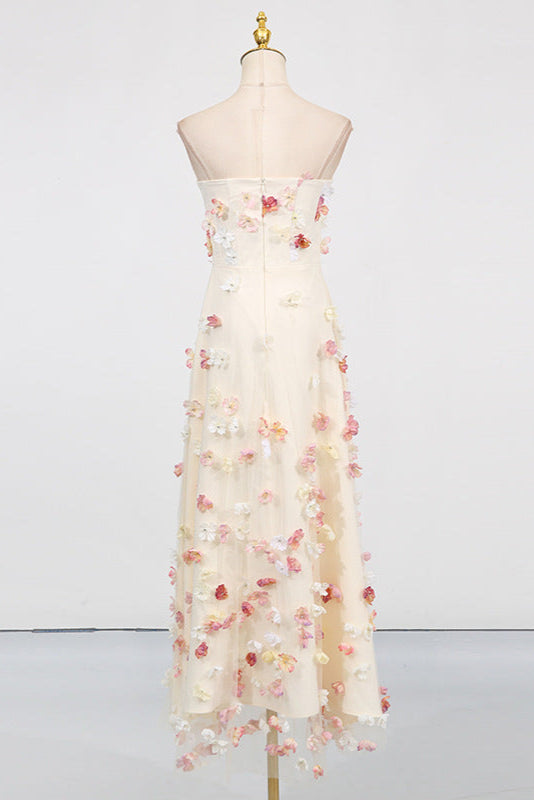 Flowering Girl Women Off-Shoulder Embroidered Maxi Dress In Apricot