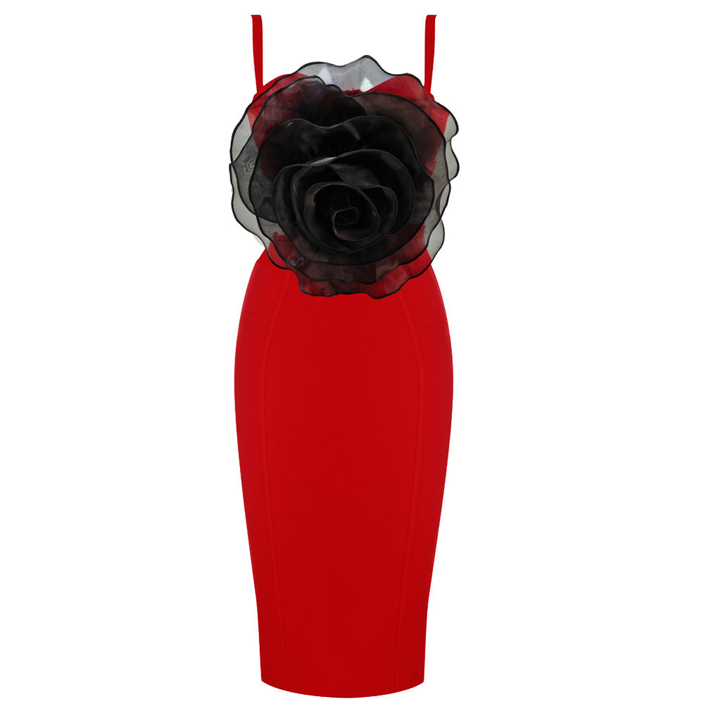 Flowering Girl Women Jacey Mesh Flower Bandage Midi Dress