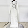 Flowering Girl Women white long sleeve embellished maxi dress