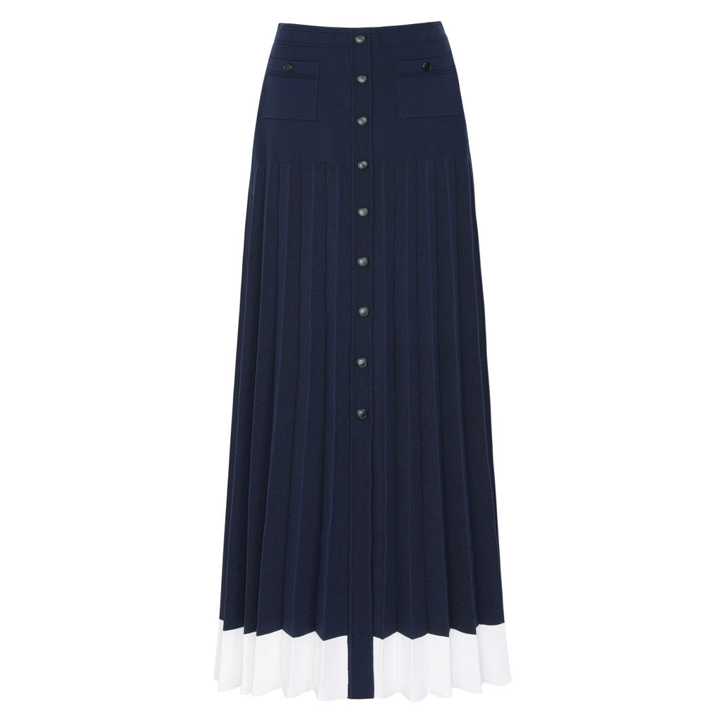 Lyuba Two Tone Cropped Sleeveless Cardigan & Knit Skirt