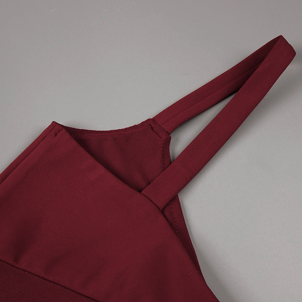 Flowering Girl Women sheer knit curve maxi dress in merlot