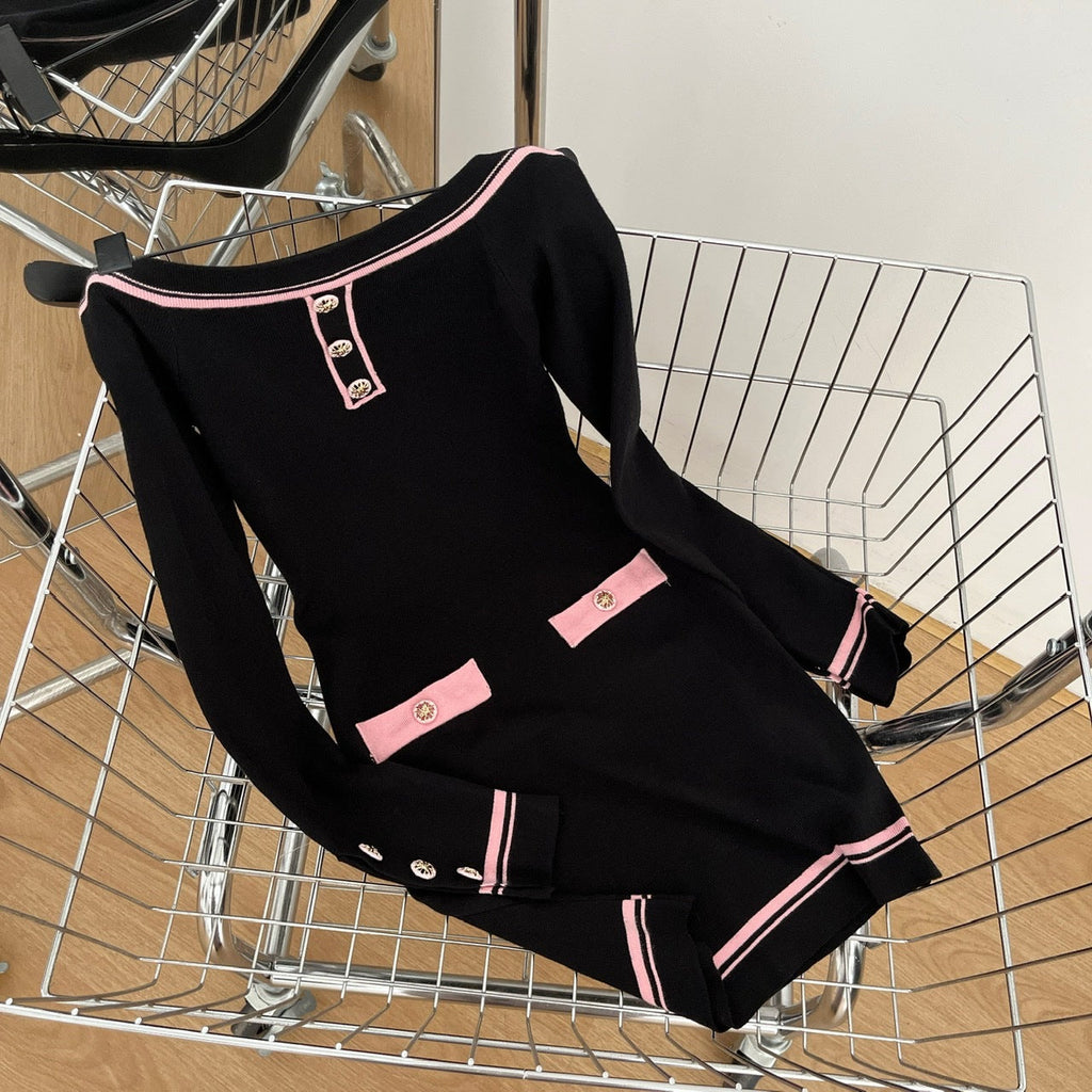 Vanessa Off-Shoulder Knit Mini Dress In Black