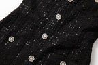 Round Neck Short Sleeves sequin Maxi Dress in black