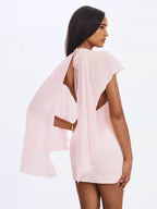 Flowering Girl Women wendy cape bodycon mini dress - pink