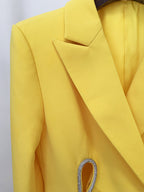 Flowering Girl Women Yellow Double Breasted Pantsuit