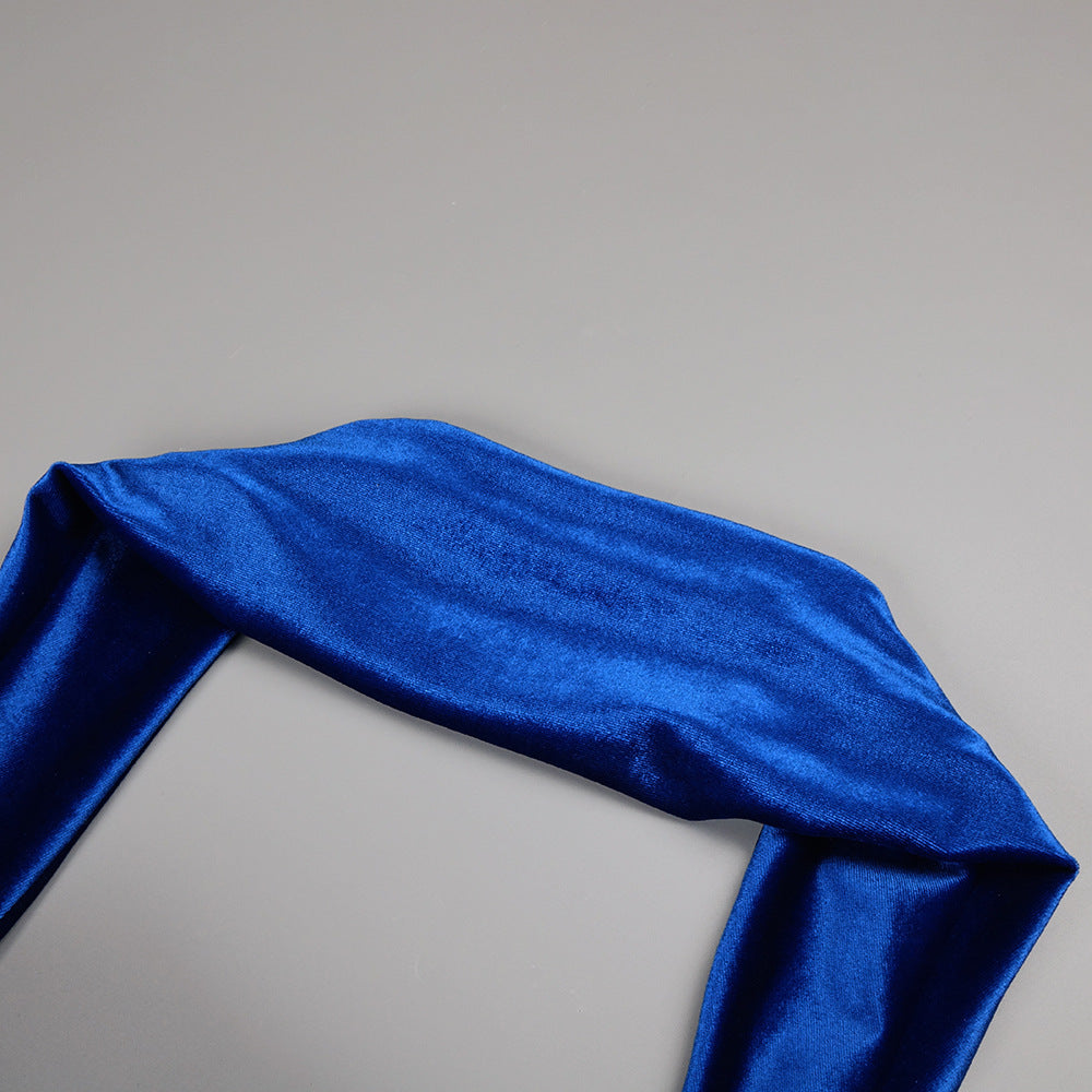 Flowering Girl Women josephine off-shoulder velvet sash gown in blue