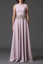 Flowering Girl Women pandora Beaded rhinestone sleeveless maxi dress - pink