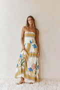 Flowering Girl Women Loose linen sleeveless strapless maxi dress