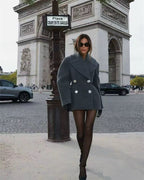 Rosemary Peacoat In Wool In Gray