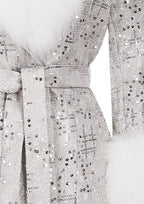 Sliver Tie Long Sleeve Long Fur Autumn Coat