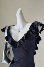 Flowering Girl Women Butacup Frill Mini Dress In Navy