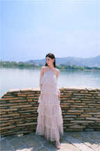 Mera Sleeveless Diamond Chain Cake evening Dress
