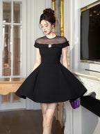 Flowering Girl Women Molly Black Tulle Off-Shoulder a-Line Mini Dress