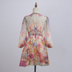 xanthe V-Neck Floral Billow Sleeve Mini Dress