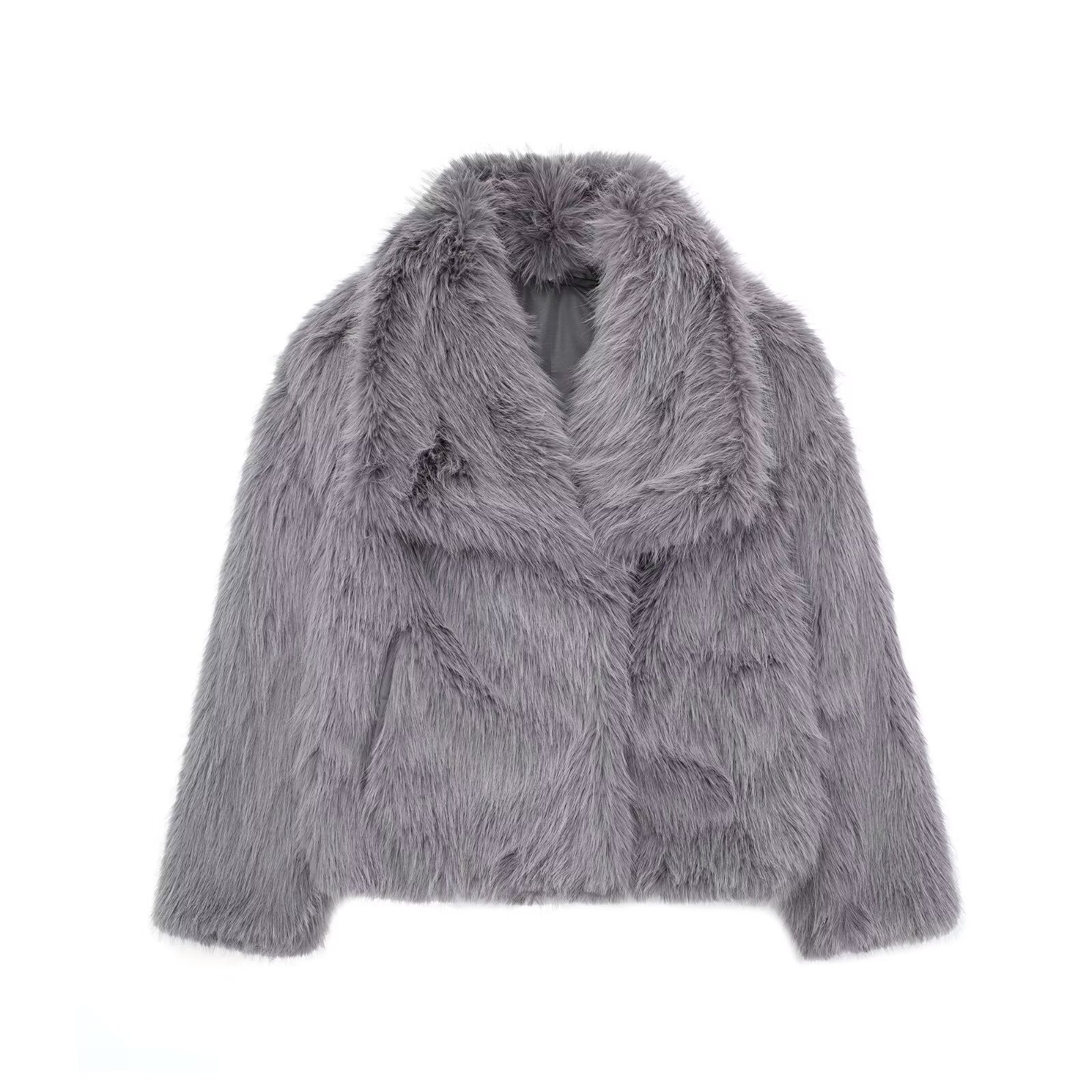 Flowering Girl Women mag lambswool thick fur coat