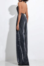 Flowering Girl Women mirabelle halter jumpsuit in black silver