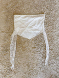 lace bow tie embroidered hollowed out irregular high-waist short strapless top with irregular edges