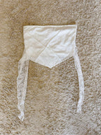 lace bow tie embroidered hollowed out irregular high-waist short strapless top with irregular edges