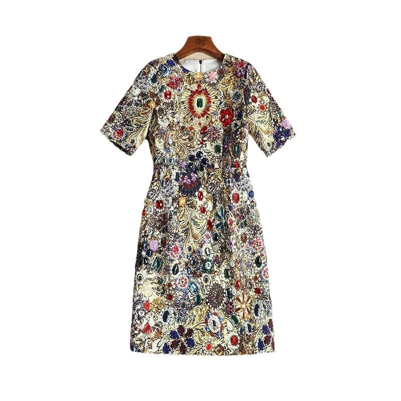 lauren printed rhinestone embellished mini dress