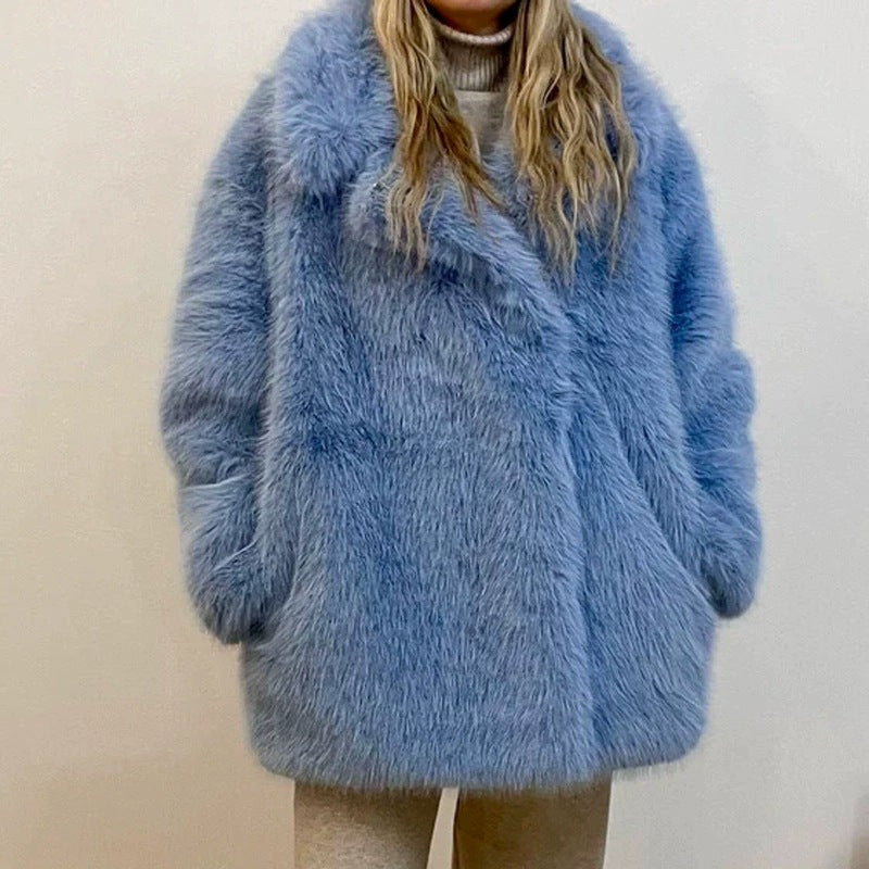 Flowering Girl Women imitation fox fur coat in winter