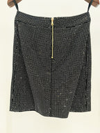 Flowering Girl Women Patchwork Rhinestone Skirt In Black