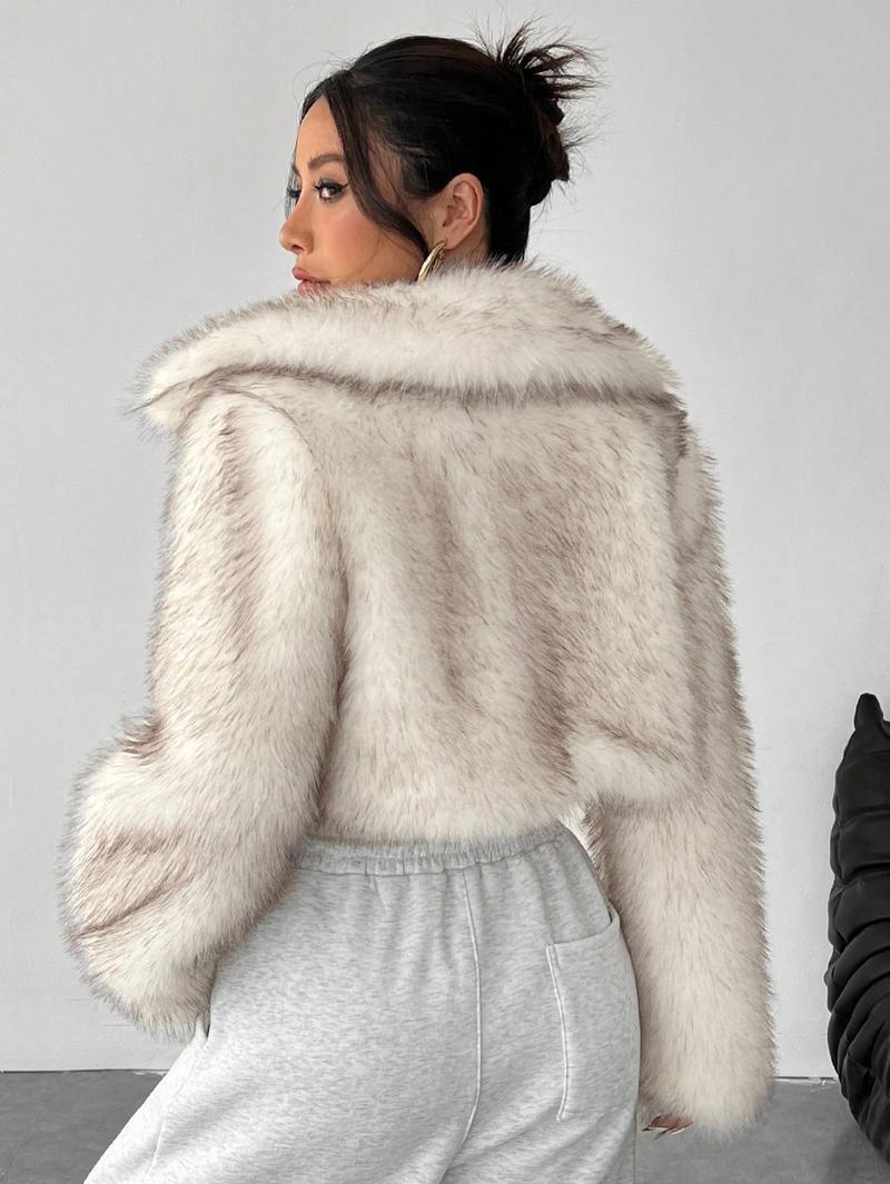 Flowering Girl Women imitation fox fur long sleeve short jackets