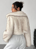 Flowering Girl Women imitation fox fur long sleeve short jackets