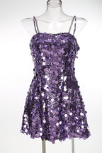 Virginia Strappy Sequin Embellished Mini Dress In Purple