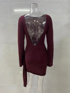 Flowering Girl Women brown long sleeve knitted mini dress