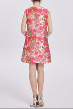 hilary multicolor floral embroidery sleeveless mini dress