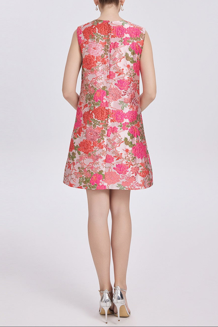 Flowering Girl Women Hilary Multicolor Floral Embroidery Sleeveless Mini Dress