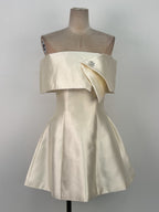 Brianna One-Shoulder Satin Mini Dress In Apricot
