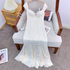 Flowering Girl Women atalanta embellished flared midi dress in cream-white