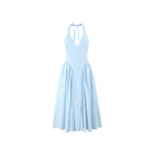 Flowering Girl Women Halter Deep V Flared Maxi Dress