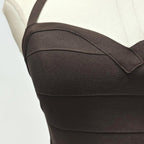 Flowering Girl Women Chocolate Halter Bodycon Midi Bandage Dress