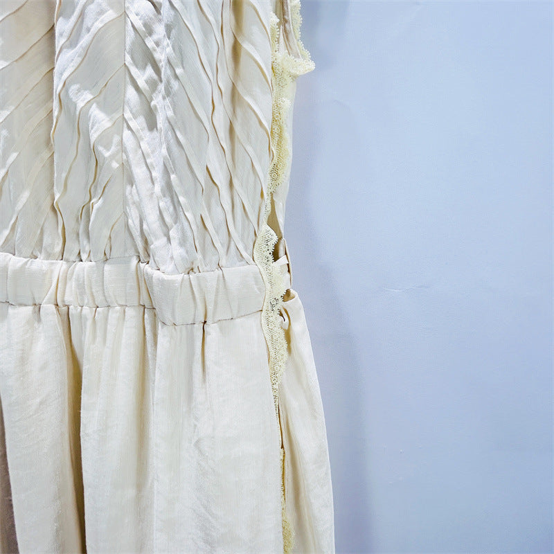 Flowering Girl Women Sleeveless Lace Detail Maxi Dress In Light Yellow