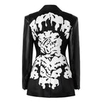 Flowering Girl Women Damask Dripping Blazer Mini Dress in black
