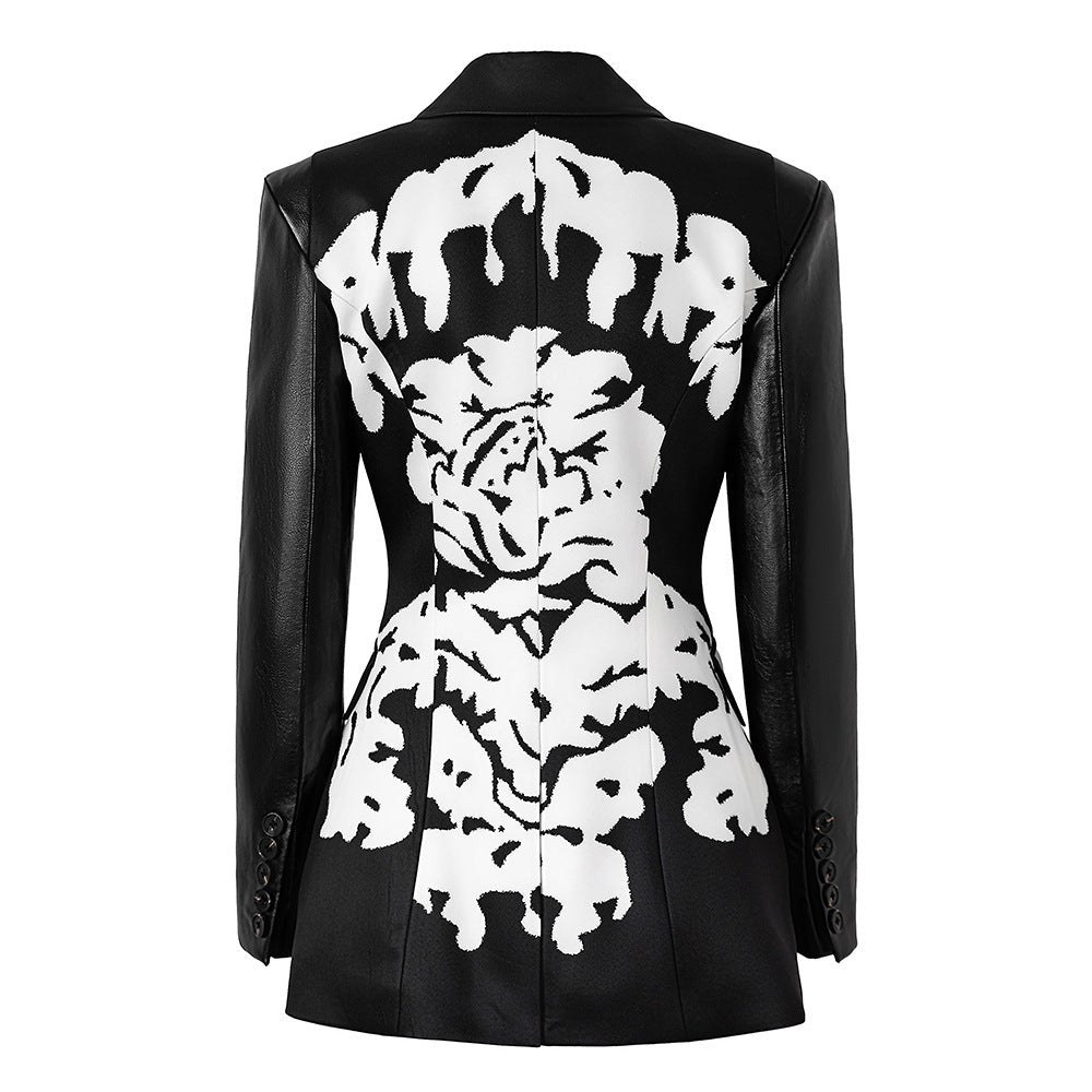 Flowering Girl Women Damask Dripping Blazer Mini Dress in black
