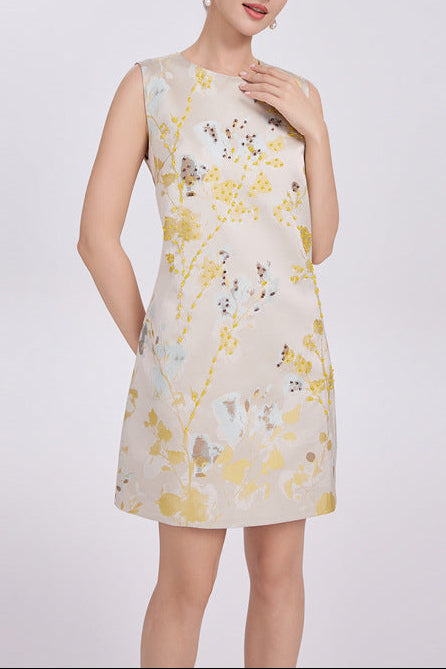 Flowering Girl Women Heloise Multicolor Floral Embroidery Sleeveless Mini Dress