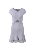 Blue Knit Lace cutout Mini Dress