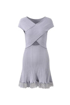 Blue Knit Lace cutout Mini Dress