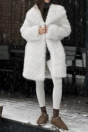 Flowering Girl Women Lily Faux Fur Fur Jacket Mid-length Warm Coat