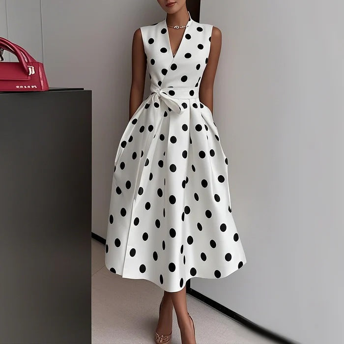 Flowering Girl Women white polka dot strapless maxi dress